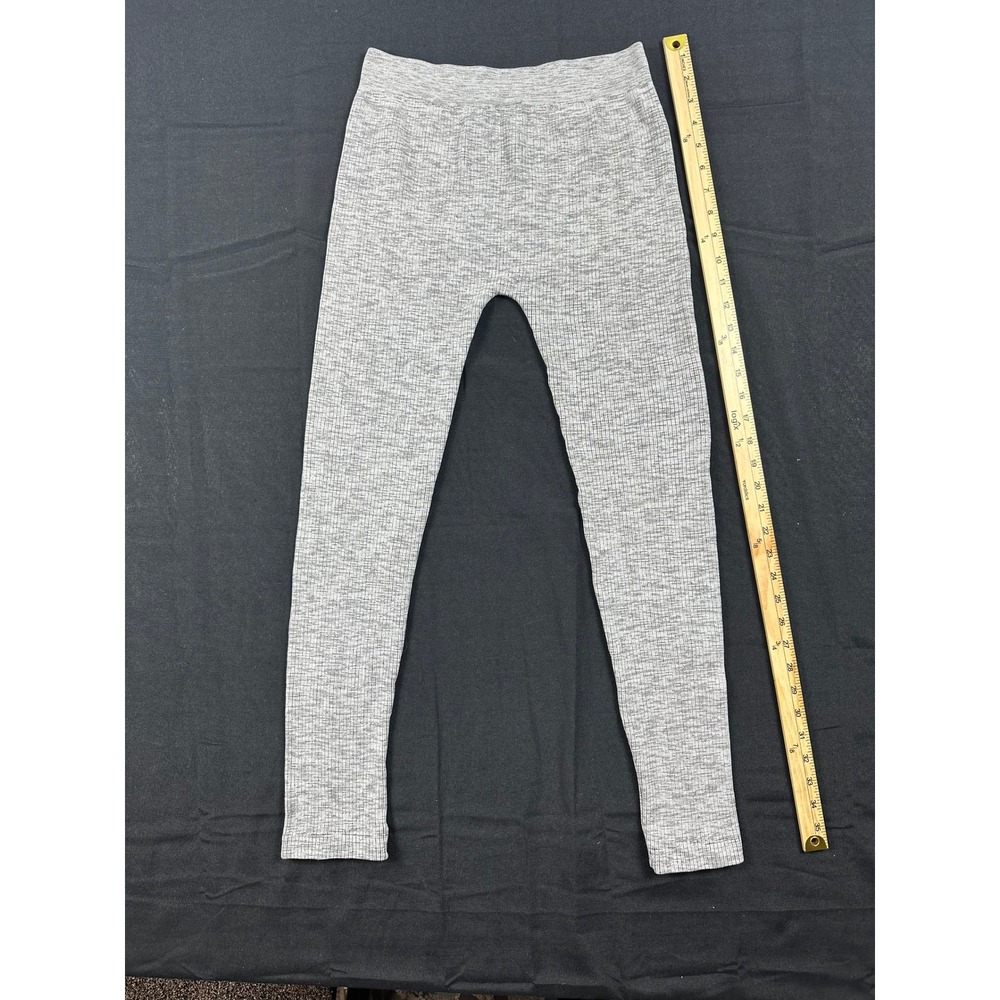 Prince & Fox Grey Ribbed Knit Leggings High Rise Marl Stretch Size Medium